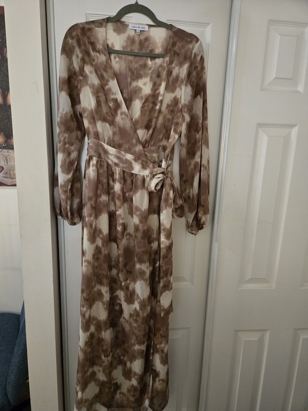 Jacqui E Brown and Cream Tie-Dye Wrap Maxi Dress